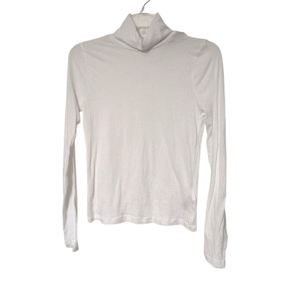 J.Crew White Tissue Crepe Fitted Long Sleeve Lightly Sheer Layering Turtleneck S - Picture 1 of 9